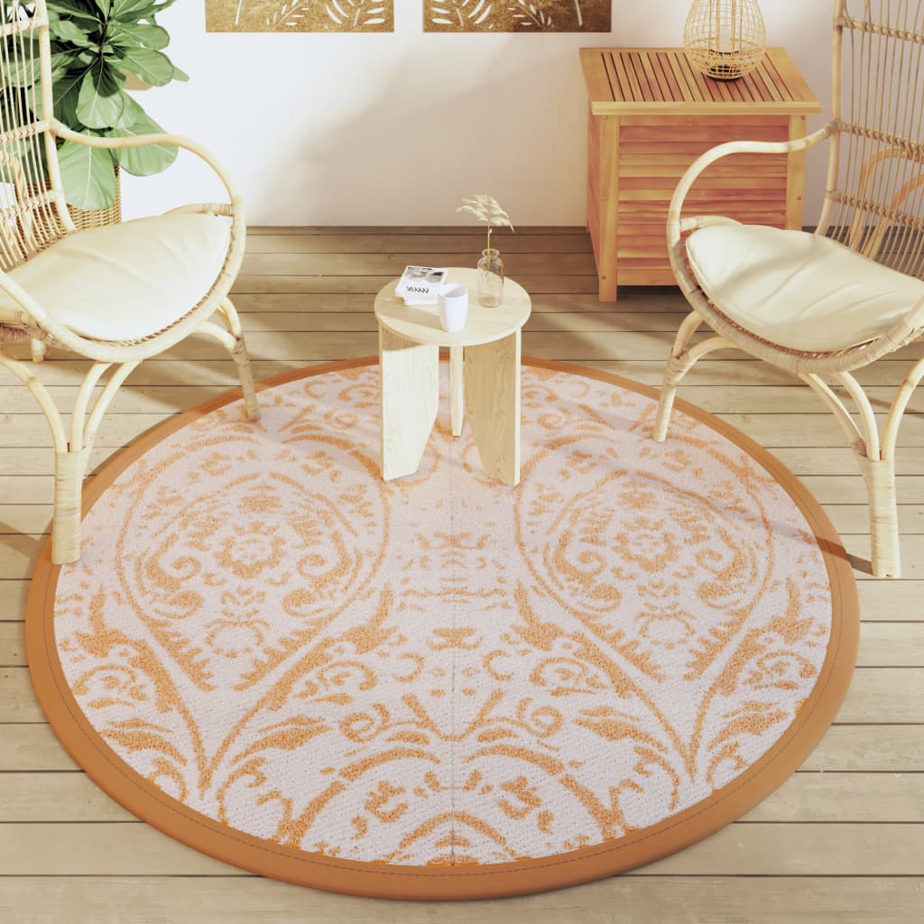 Buitenkleed Ø160 cm polypropeen oranje en wit - AllerleiShop