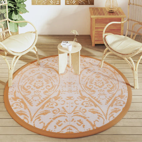 Buitenkleed Ø160 cm polypropeen oranje en wit - AllerleiShop