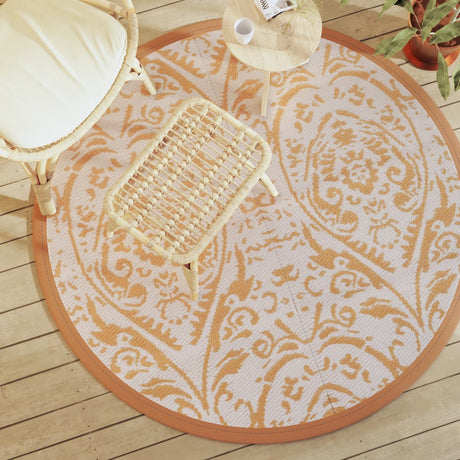 Buitenkleed Ø160 cm polypropeen oranje en wit - AllerleiShop