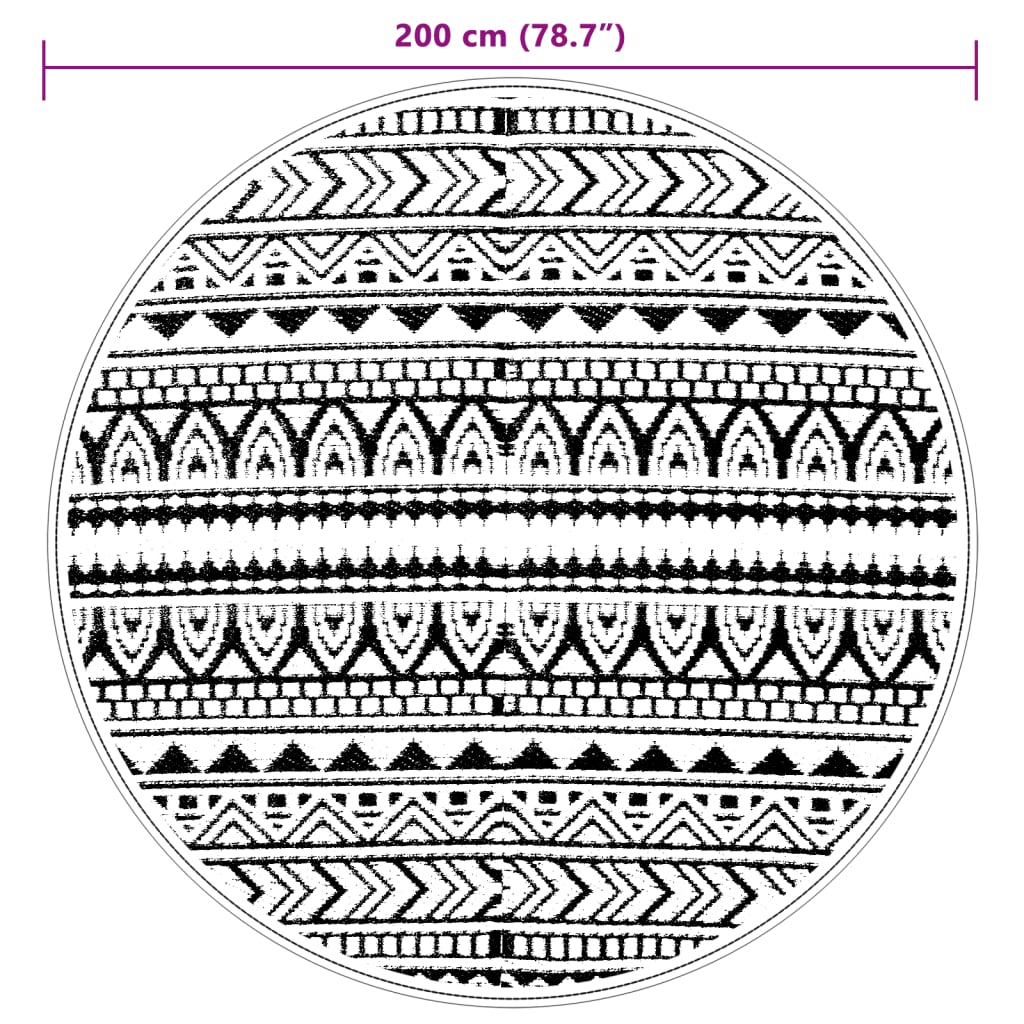 Buitentapijt Ø 200 cm polypropeen zwart - AllerleiShop