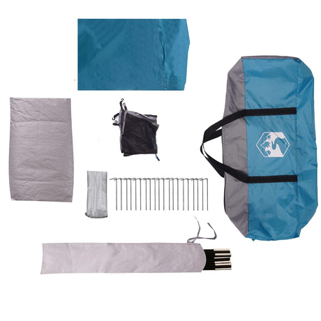 Tent met luifel 4-persoons waterdicht blauw