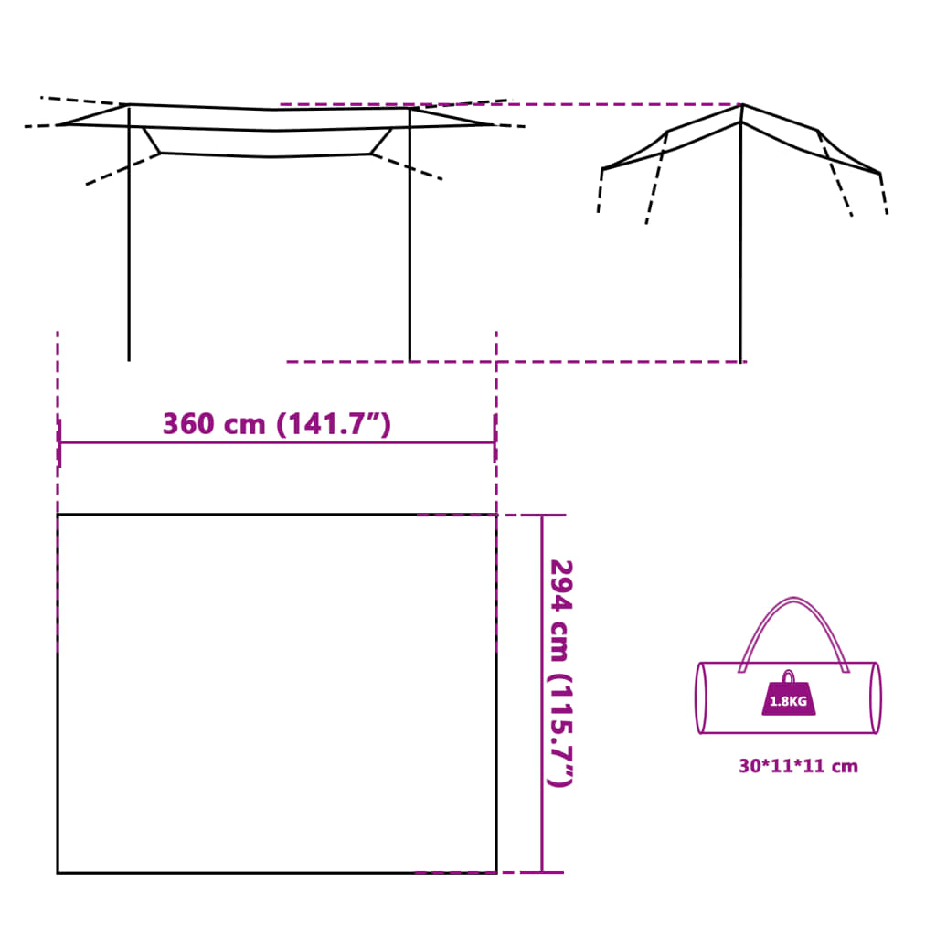 Kampeerluifel waterdicht 360x294 cm grijs en oranje - AllerleiShop