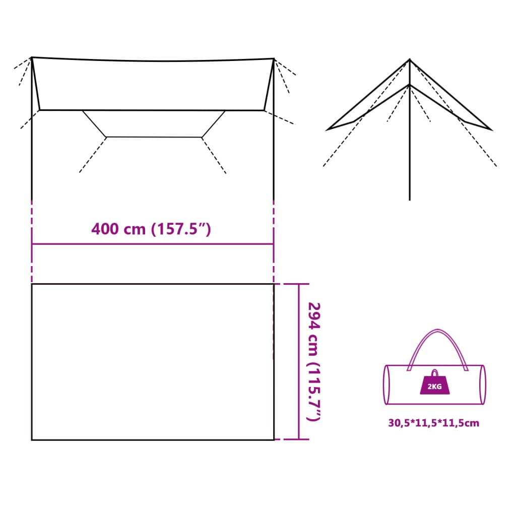 Kampeerluifel waterdicht 400x294 cm grijs en oranje - AllerleiShop