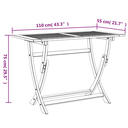 Tuintafel inklapbaar 110x55x75 cm massief acaciahout - AllerleiShop