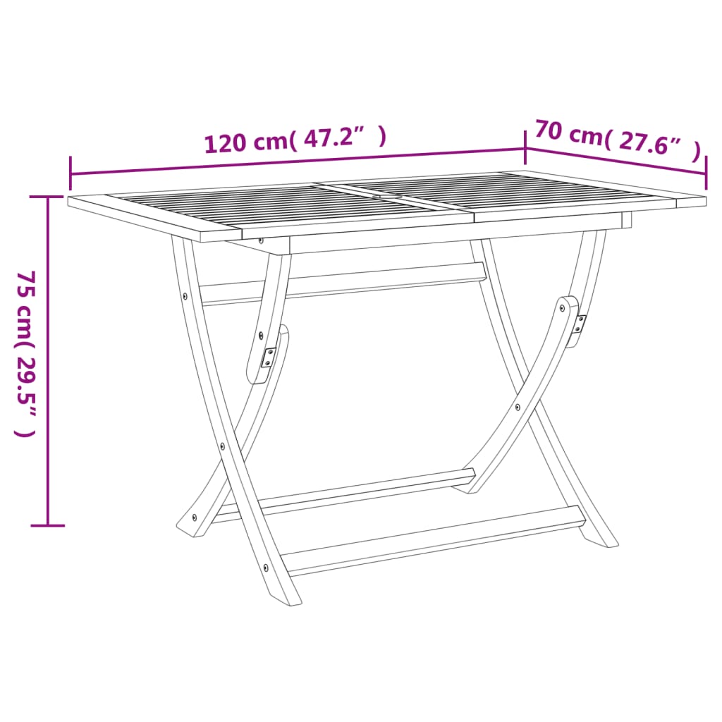 Tuintafel inklapbaar 120x70x75 cm massief acaciahout - AllerleiShop