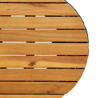 Tuinbijzettafel trommelvormig poly rattan en massief hout zwart - AllerleiShop