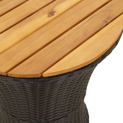 Tuinbijzettafel trommelvormig poly rattan en massief hout zwart - AllerleiShop