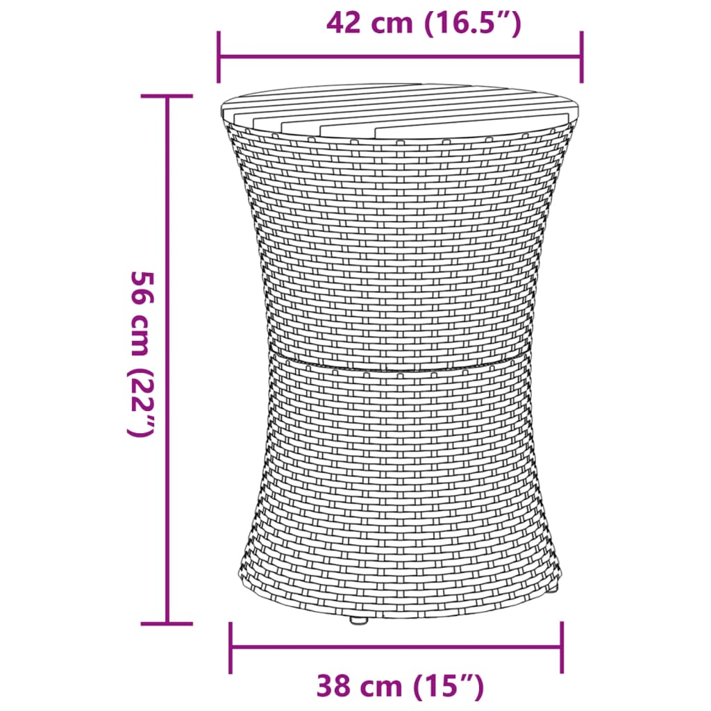 Tuinbijzettafel trommelvormig poly rattan en massief hout zwart - AllerleiShop