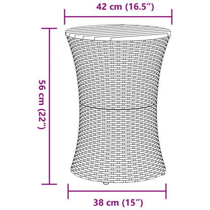 Tuinbijzettafel trommelvormig poly rattan en massief hout zwart - AllerleiShop