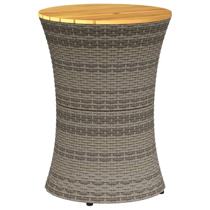 Tuinbijzettafel trommelvormig poly rattan en massief hout grijs - AllerleiShop