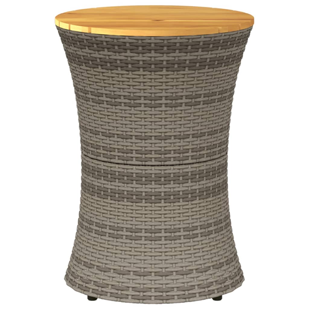 Tuinbijzettafel trommelvormig poly rattan en massief hout grijs - AllerleiShop