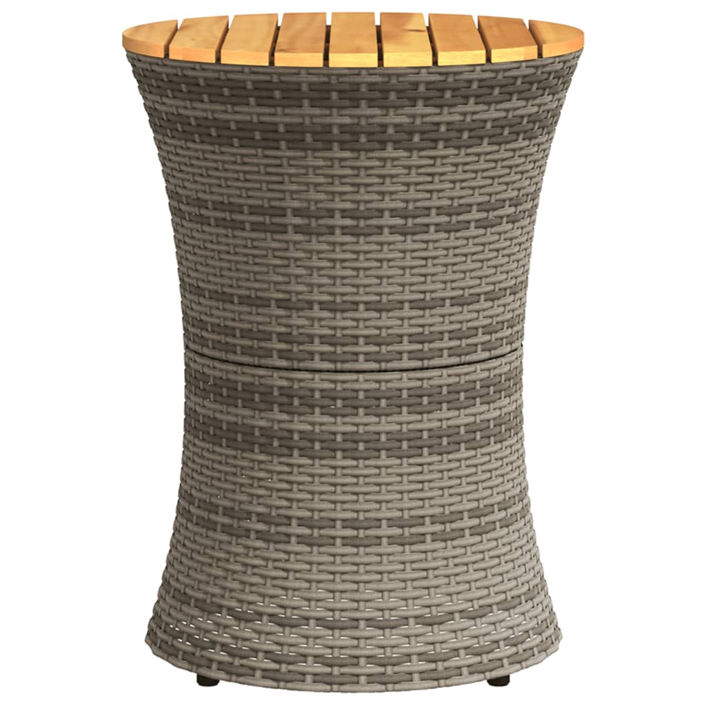 Tuinbijzettafel trommelvormig poly rattan en massief hout grijs - AllerleiShop