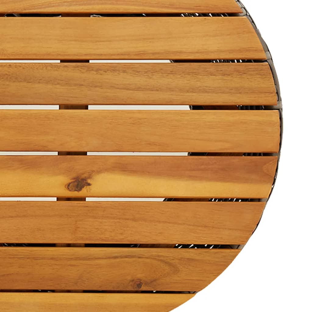 Tuinbijzettafel trommelvormig poly rattan en massief hout grijs - AllerleiShop