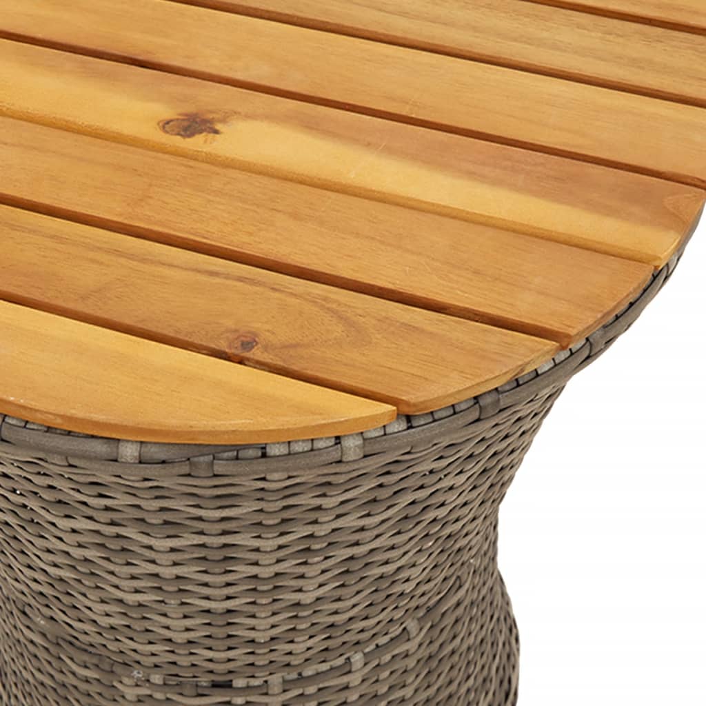 Tuinbijzettafel trommelvormig poly rattan en massief hout grijs - AllerleiShop