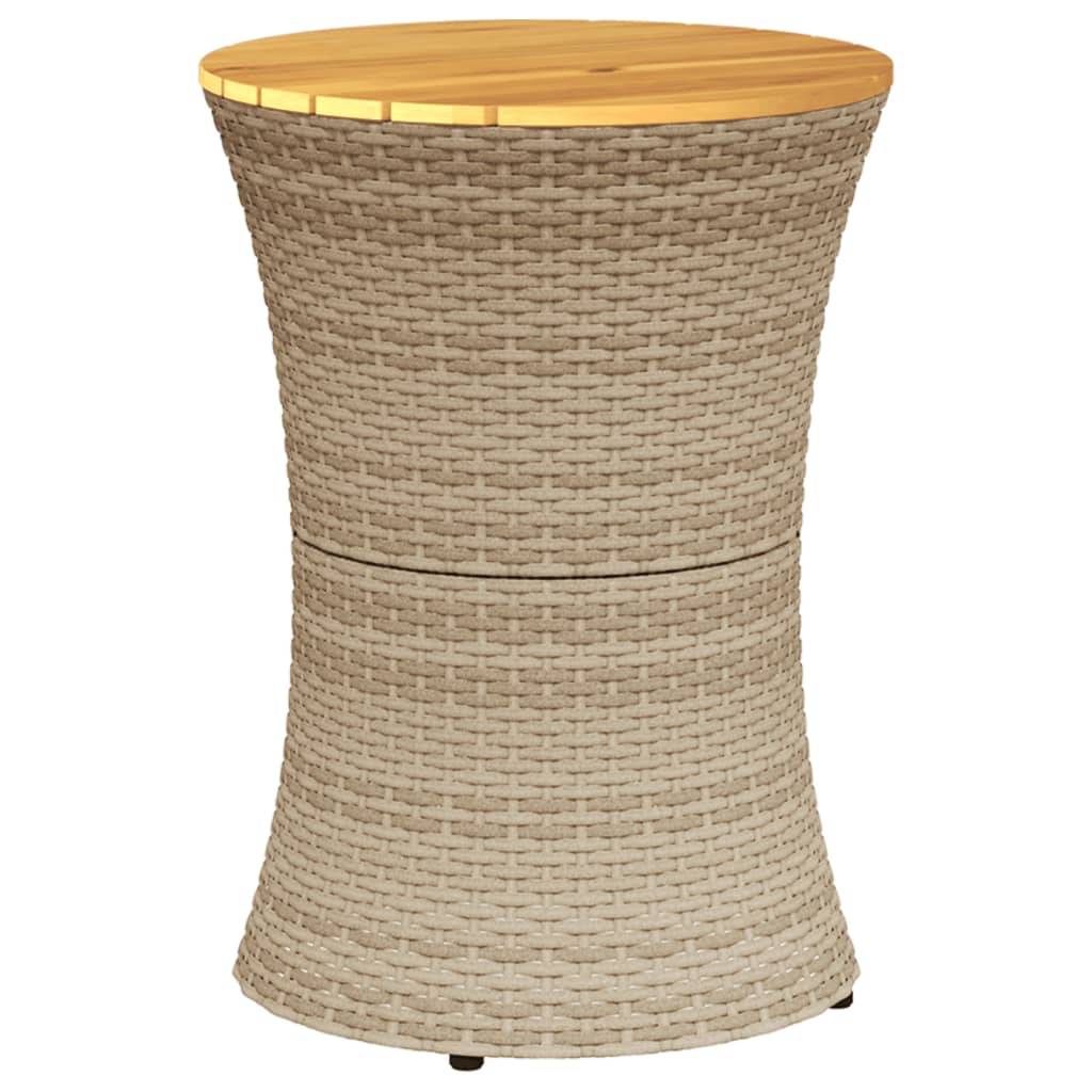 Tuinbijzettafel trommelvormig poly rattan en massief hout beige - AllerleiShop