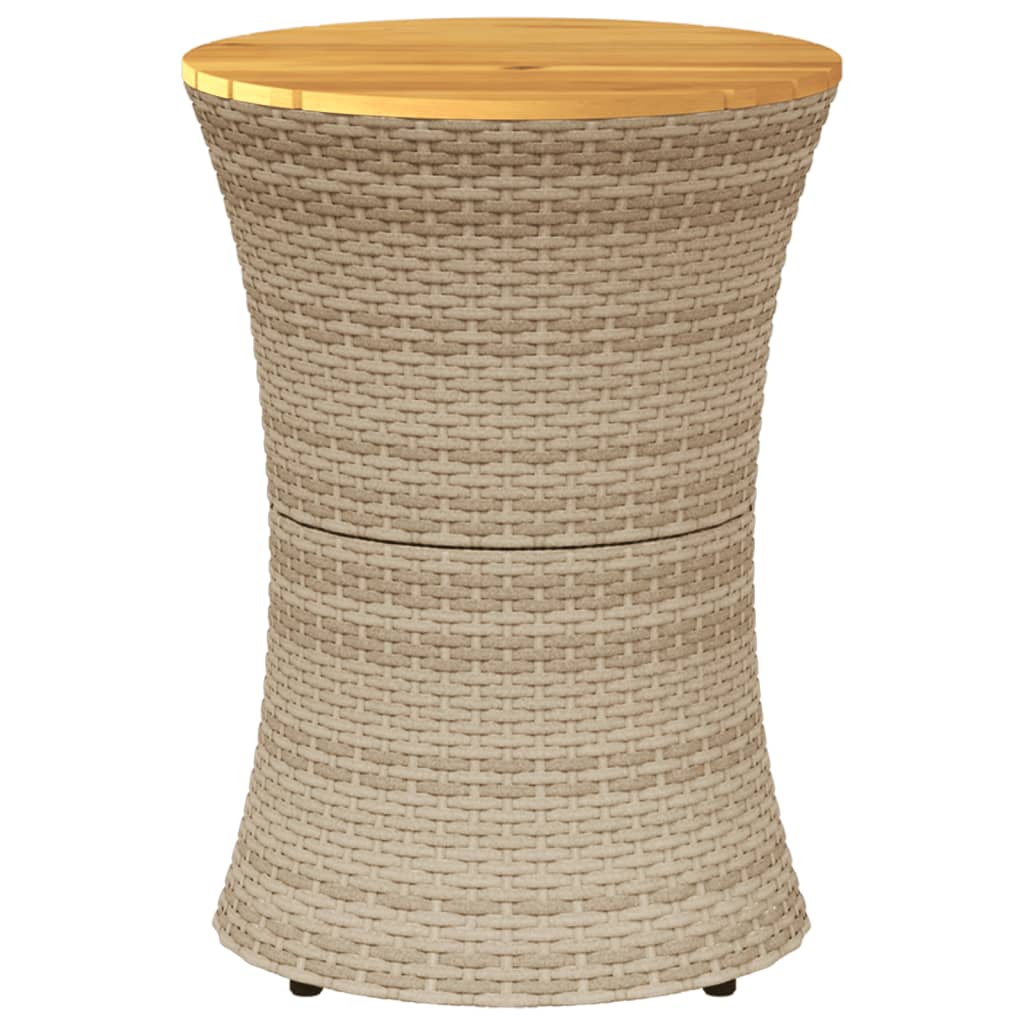 Tuinbijzettafel trommelvormig poly rattan en massief hout beige - AllerleiShop