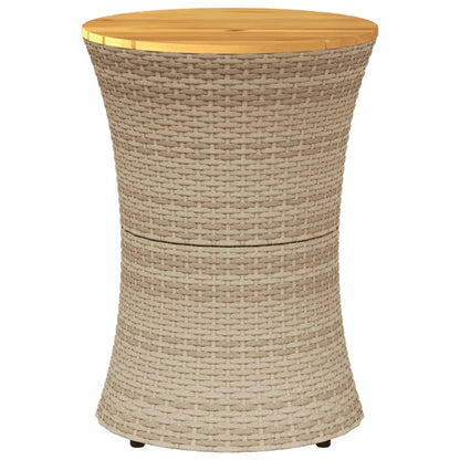 Tuinbijzettafel trommelvormig poly rattan en massief hout beige - AllerleiShop