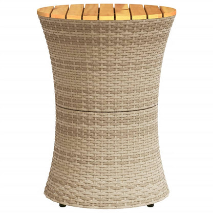 Tuinbijzettafel trommelvormig poly rattan en massief hout beige - AllerleiShop