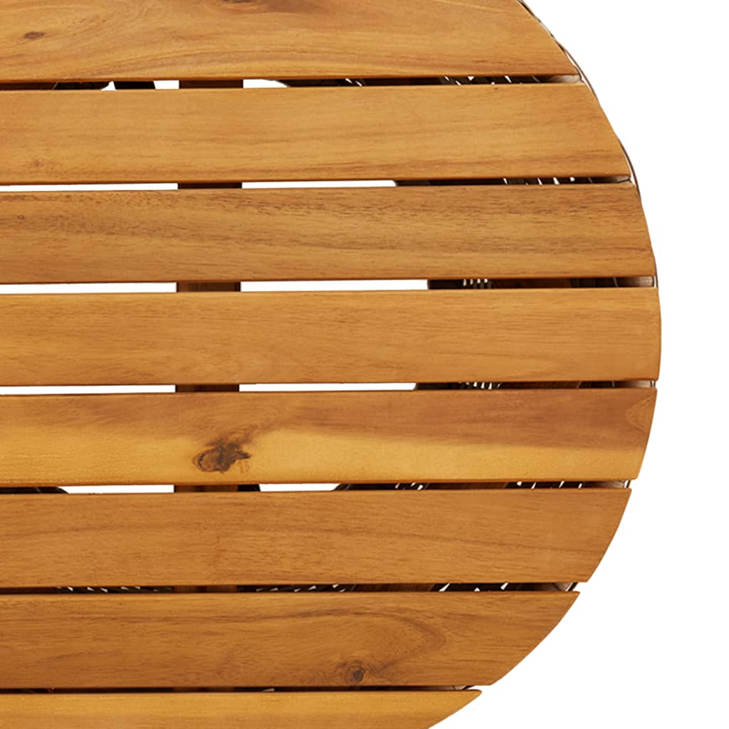 Tuinbijzettafel trommelvormig poly rattan en massief hout beige - AllerleiShop