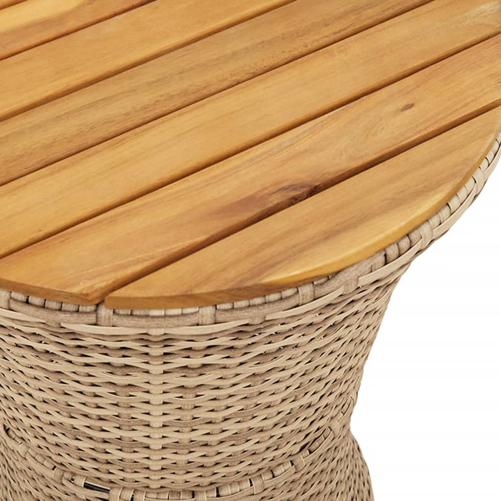 Tuinbijzettafel trommelvormig poly rattan en massief hout beige - AllerleiShop