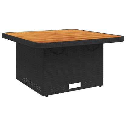 Tuintafel 80x80x71 cm poly rattan en acaciahout zwart - AllerleiShop