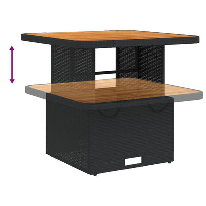 Tuintafel 80x80x71 cm poly rattan en acaciahout zwart - AllerleiShop