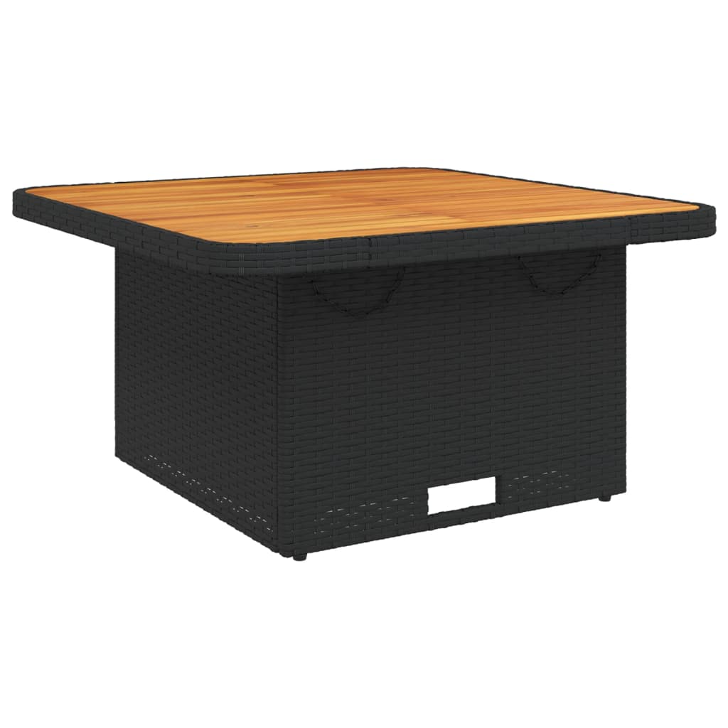 Tuintafel 80x80x71 cm poly rattan en acaciahout zwart - AllerleiShop