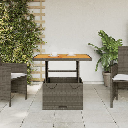 Tuintafel 80x80x71 cm poly rattan en acaciahout grijs - AllerleiShop