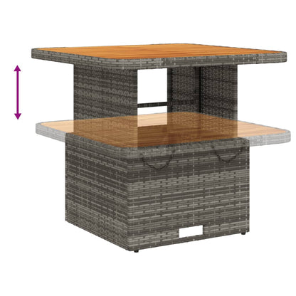 Tuintafel 80x80x71 cm poly rattan en acaciahout grijs - AllerleiShop