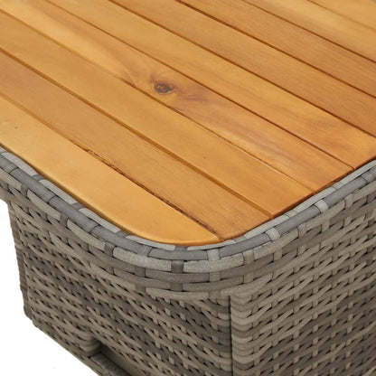 Tuintafel 80x80x71 cm poly rattan en acaciahout grijs - AllerleiShop