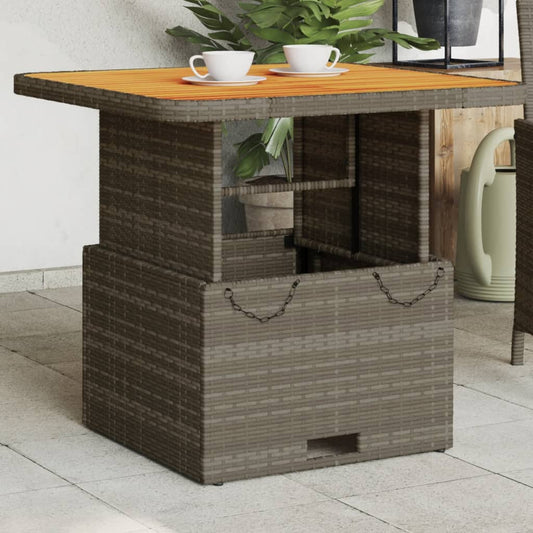 Tuintafel 80x80x71 cm poly rattan en acaciahout grijs - AllerleiShop