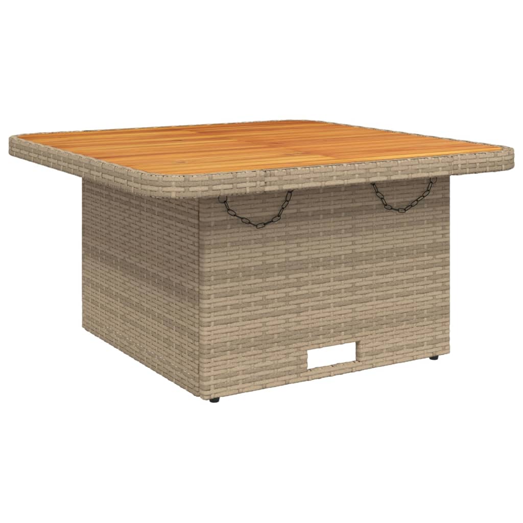 Tuintafel 80x80x71 cm poly rattan en acaciahout beige - AllerleiShop