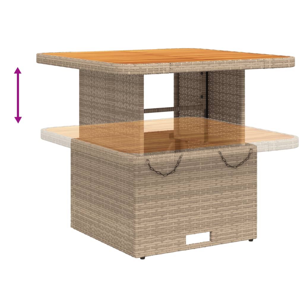 Tuintafel 80x80x71 cm poly rattan en acaciahout beige - AllerleiShop