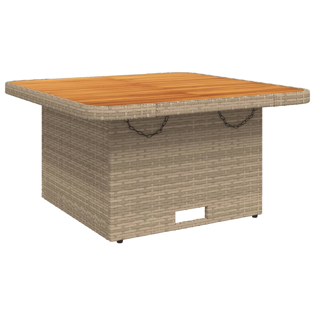 Tuintafel 80x80x71 cm poly rattan en acaciahout beige - AllerleiShop