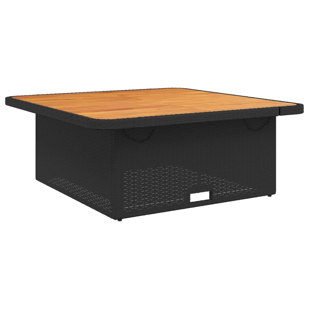 Tuintafel 110x110x71 cm poly rattan en massief acaciahout zwart - AllerleiShop