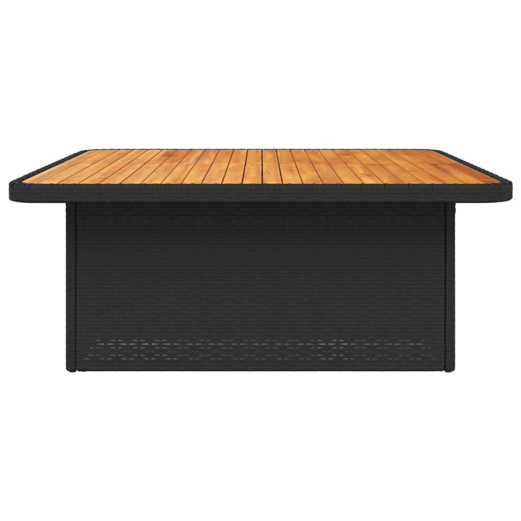 Tuintafel 110x110x71 cm poly rattan en massief acaciahout zwart - AllerleiShop