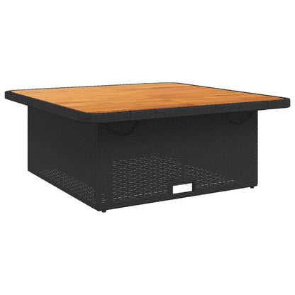 Tuintafel 110x110x71 cm poly rattan en massief acaciahout zwart - AllerleiShop