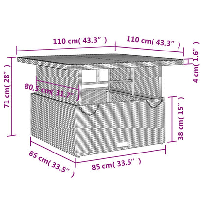 Tuintafel 110x110x71 cm poly rattan en massief acaciahout zwart - AllerleiShop