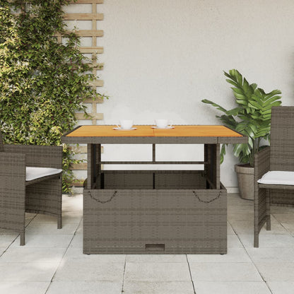 Tuintafel 110x110x71 cm poly rattan en acaciahout grijs - AllerleiShop