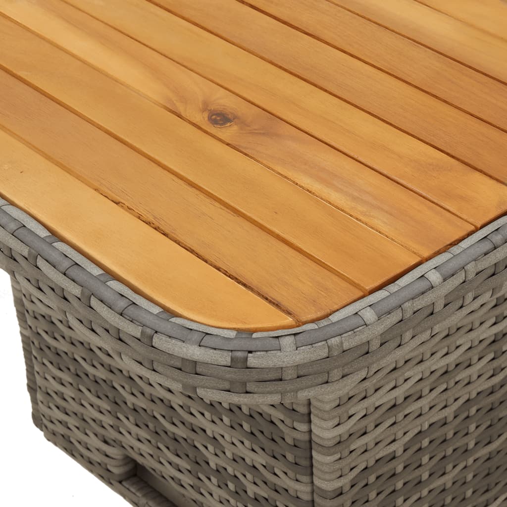 Tuintafel 110x110x71 cm poly rattan en acaciahout grijs - AllerleiShop