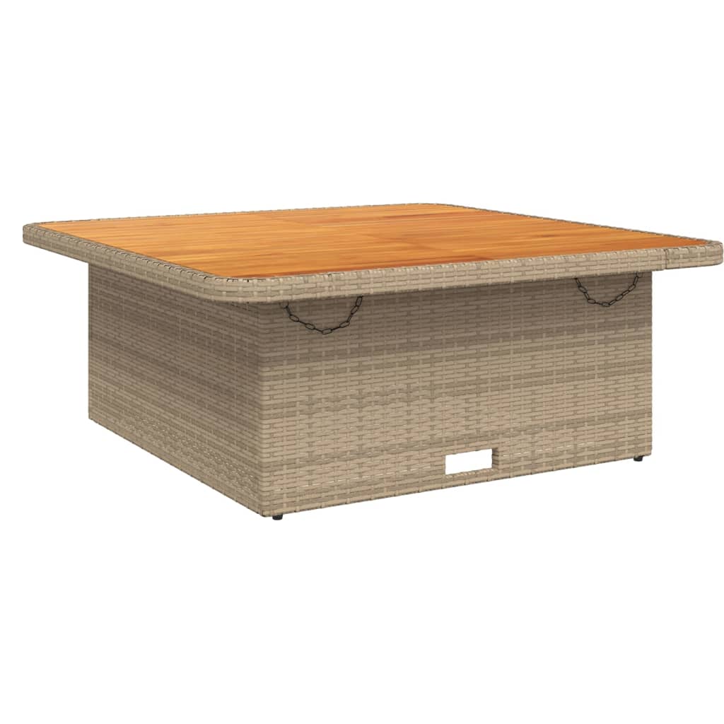 Tuintafel 110x110x71 cm poly rattan en acaciahout beige - AllerleiShop