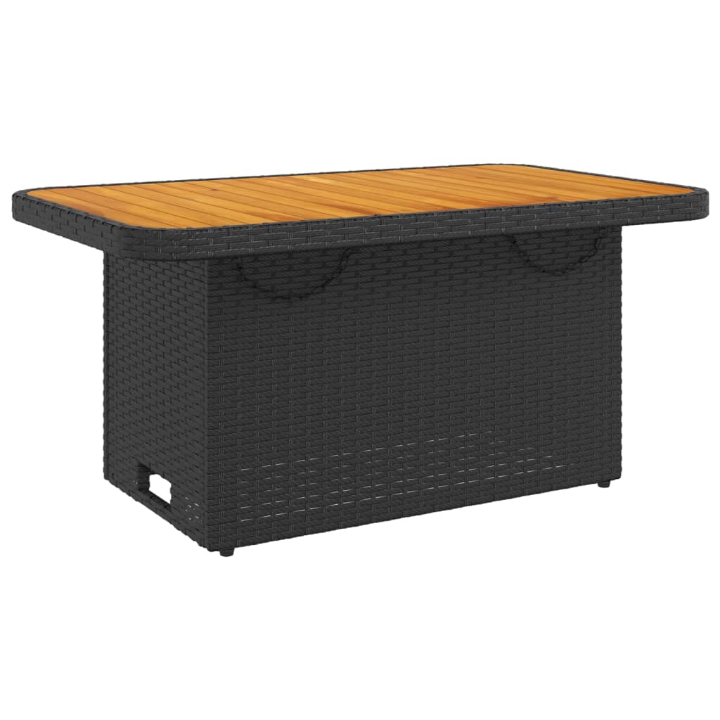 Tuintafel 90x55x71 cm poly rattan en massief acaciahout zwart - AllerleiShop