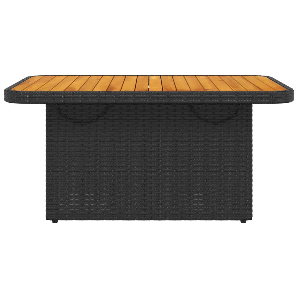 Tuintafel 90x55x71 cm poly rattan en massief acaciahout zwart - AllerleiShop