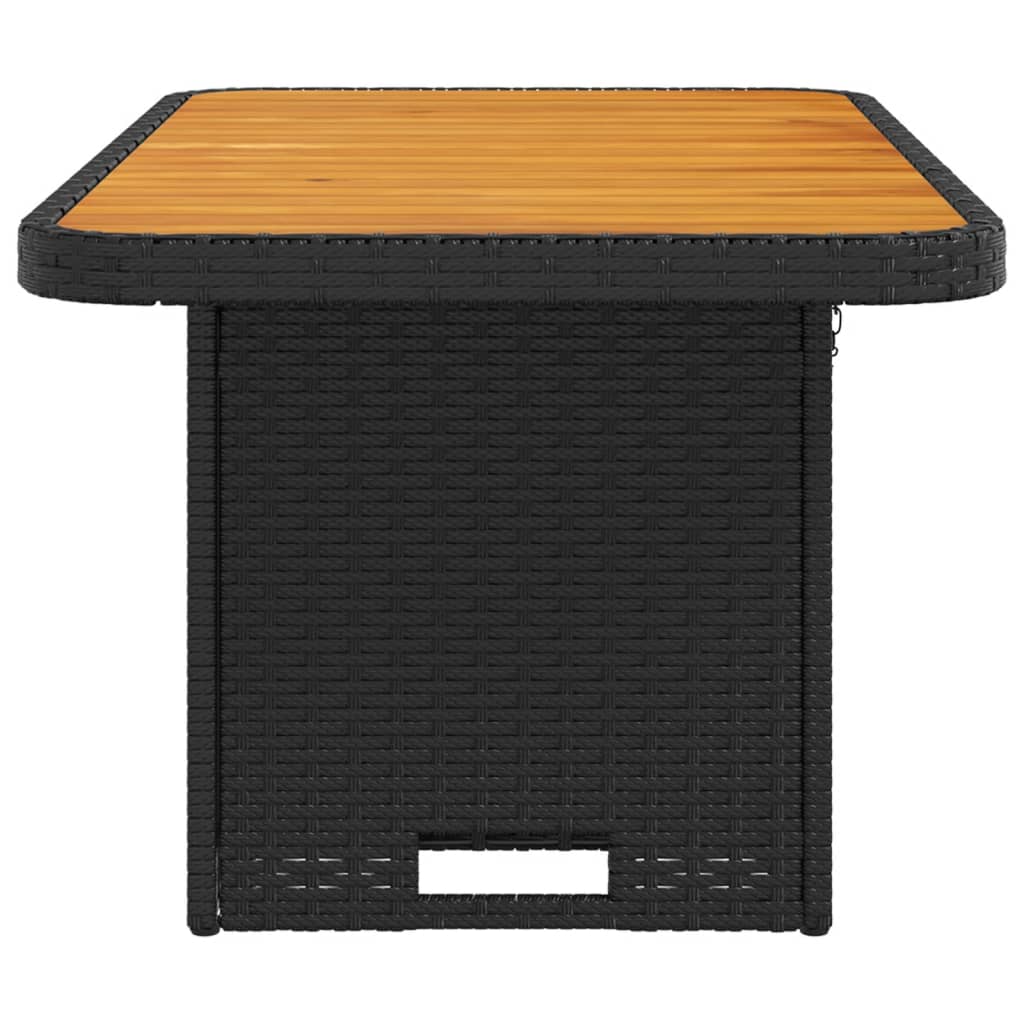 Tuintafel 90x55x71 cm poly rattan en massief acaciahout zwart - AllerleiShop