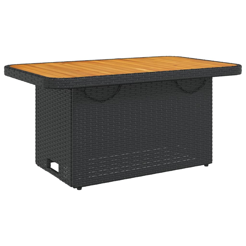 Tuintafel 90x55x71 cm poly rattan en massief acaciahout zwart - AllerleiShop