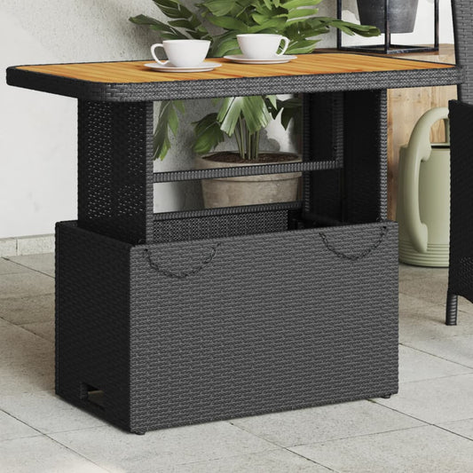 Tuintafel 90x55x71 cm poly rattan en massief acaciahout zwart - AllerleiShop