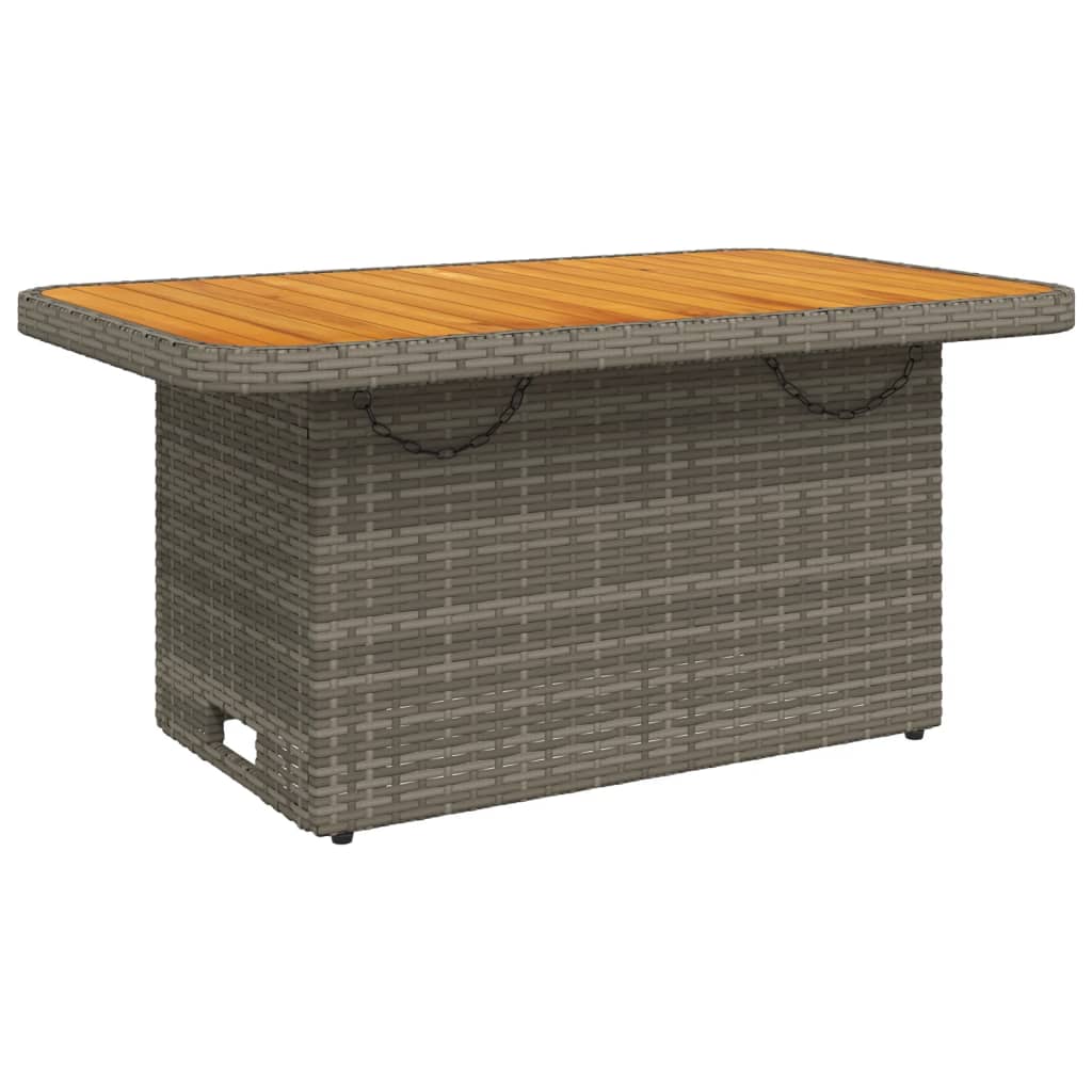 Tuintafel 90x55x71 cm poly rattan en acaciahout grijs - AllerleiShop