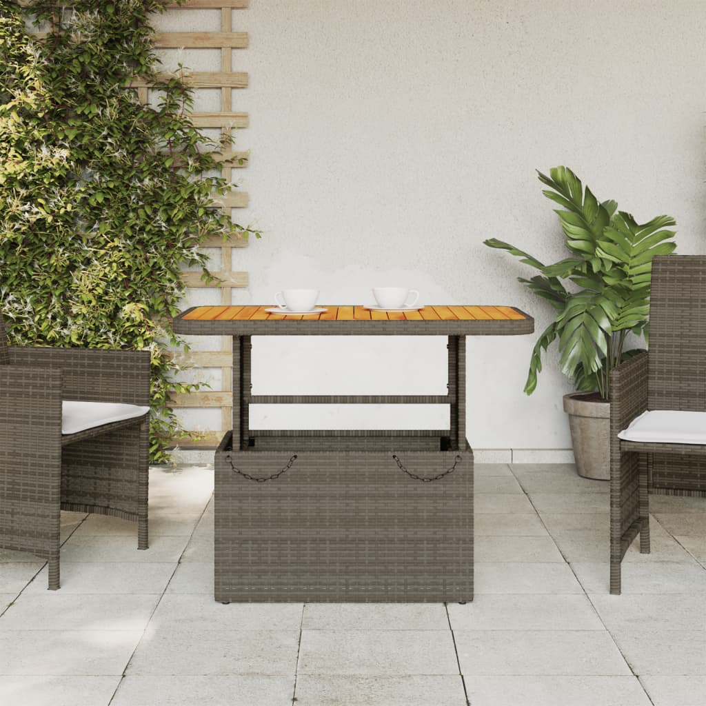 Tuintafel 90x55x71 cm poly rattan en acaciahout grijs - AllerleiShop