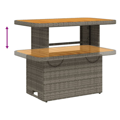 Tuintafel 90x55x71 cm poly rattan en acaciahout grijs - AllerleiShop