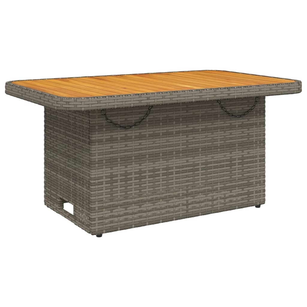 Tuintafel 90x55x71 cm poly rattan en acaciahout grijs - AllerleiShop